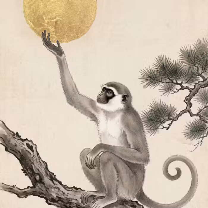 Tapete - Affe - Mond - Gold