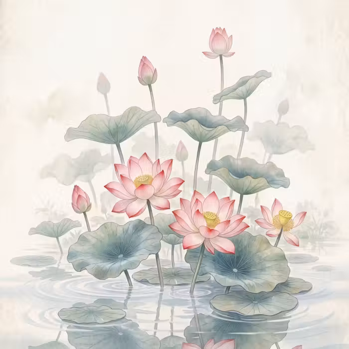 Tapete - Aquarell - Lotusblumen - Farbenfroh
