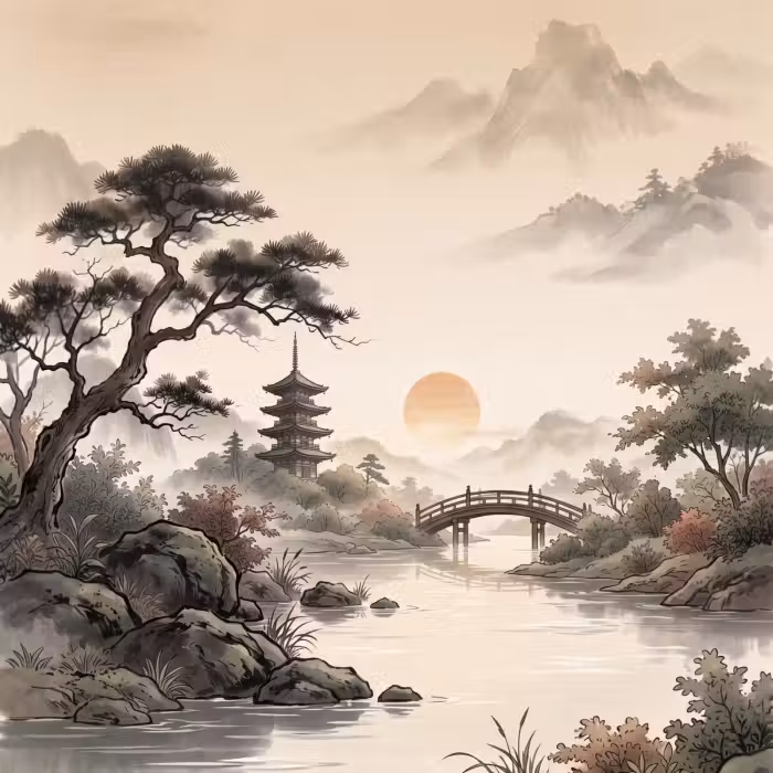 Tapete - Asien - Landschaft - Farbenfroh