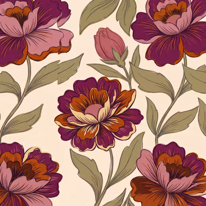 Tapete - Blumen – Muster – Natur – Modern – Lila