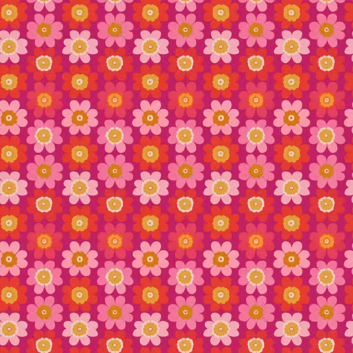 Tapete - Blumen - Retro - Farbenfroh