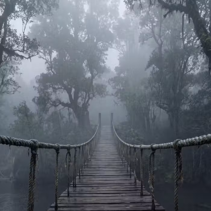 Tapete - Brücke - Dschungel - Nebel - Natur