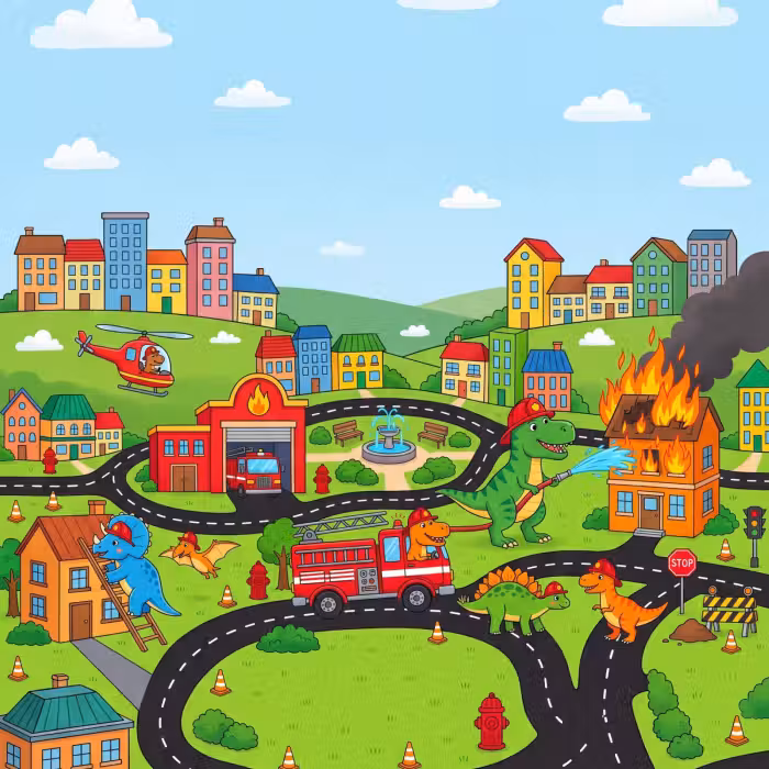Tapete - Dinosaurier – Feuerwehr – Kinder