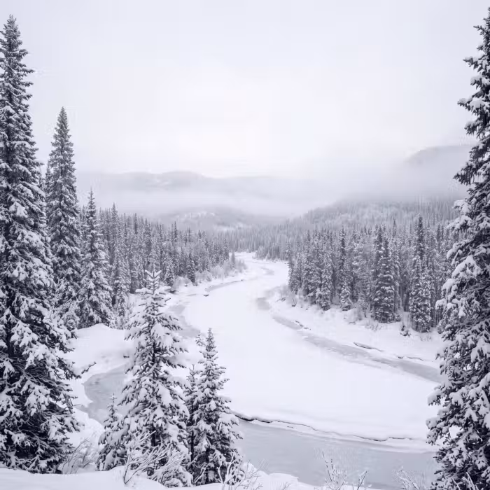 Tapete - Fluss - Gefroren - Landschaft - Winter