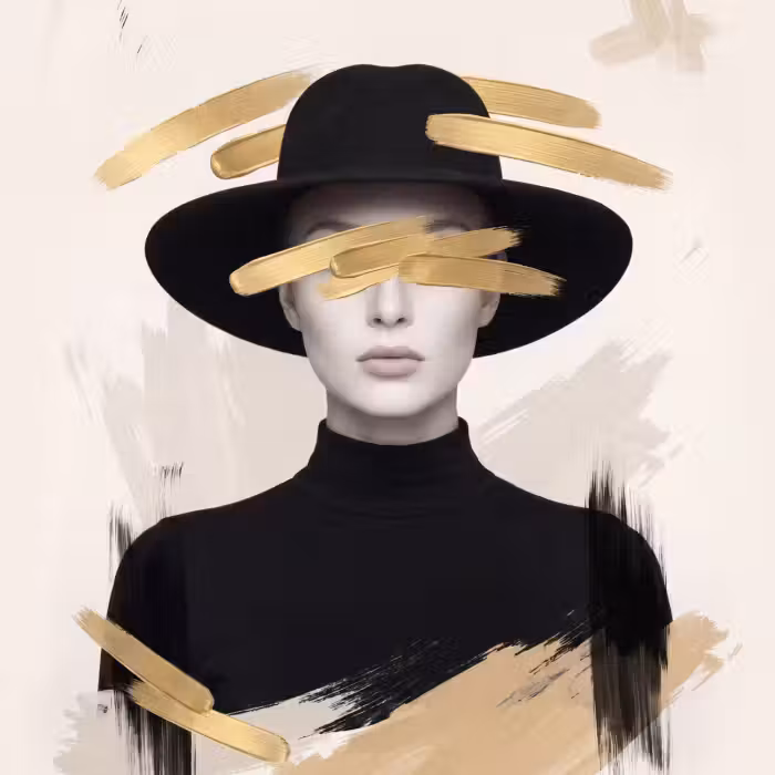 Tapete - Frau - Porträt - Modern - Gold - Kunst
