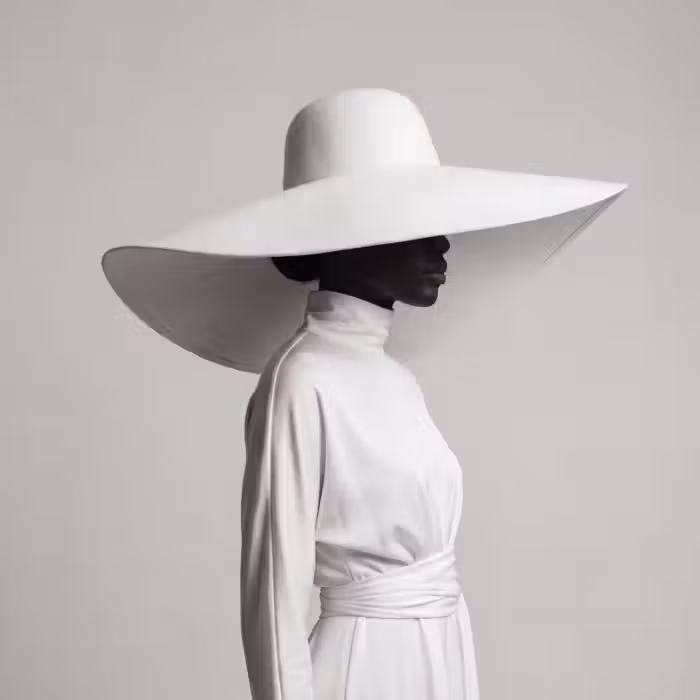 Tapete - Frau - Profil - Hut - Schwarz - Weiß - Minimalistisch