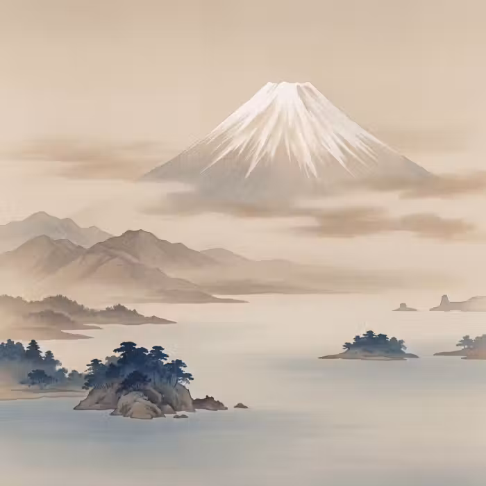 Tapete - Japanisch - Landschaft - Beige