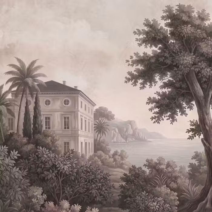 Tapete - Meer - Villa - Beige