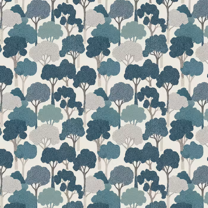 Tapete - Modern - Bäume - Wald - Muster - Blau