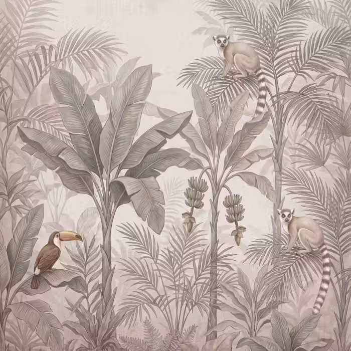Tapete - Natur - Dschungel - Ringschwanzlemur - Braun