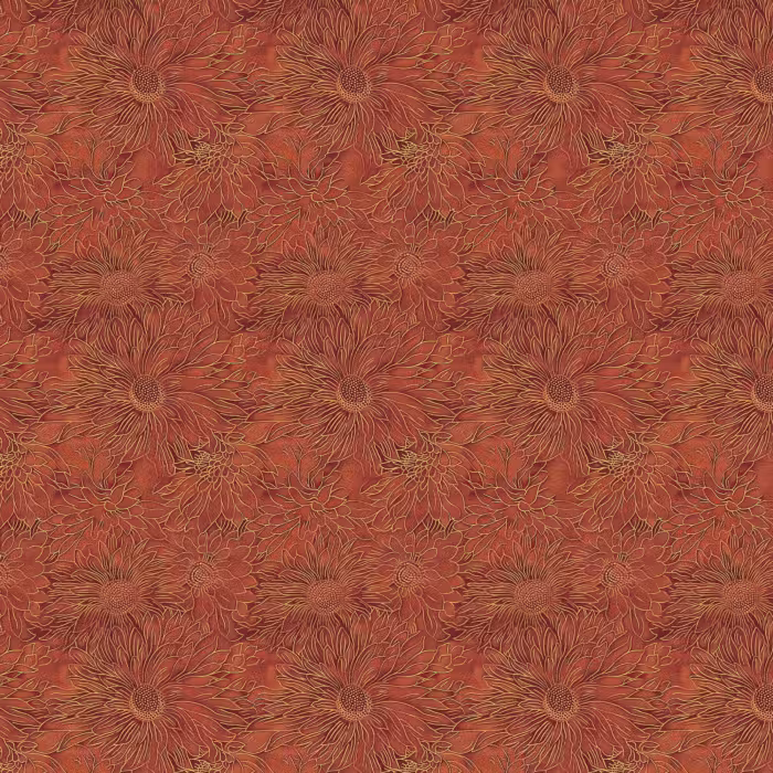 Tapete - Orientalisch - Blumen - Terrakotta