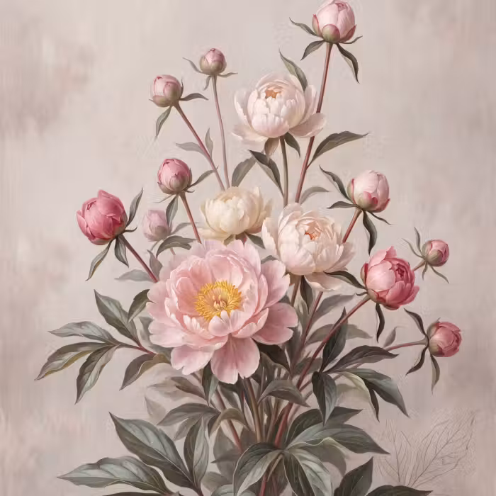 Tapete - Pfingstrosen - Strauß - Rosa