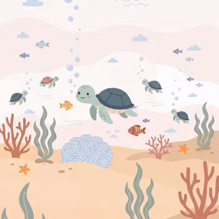 Tapete - Schildkröte – Meer – Cartoon