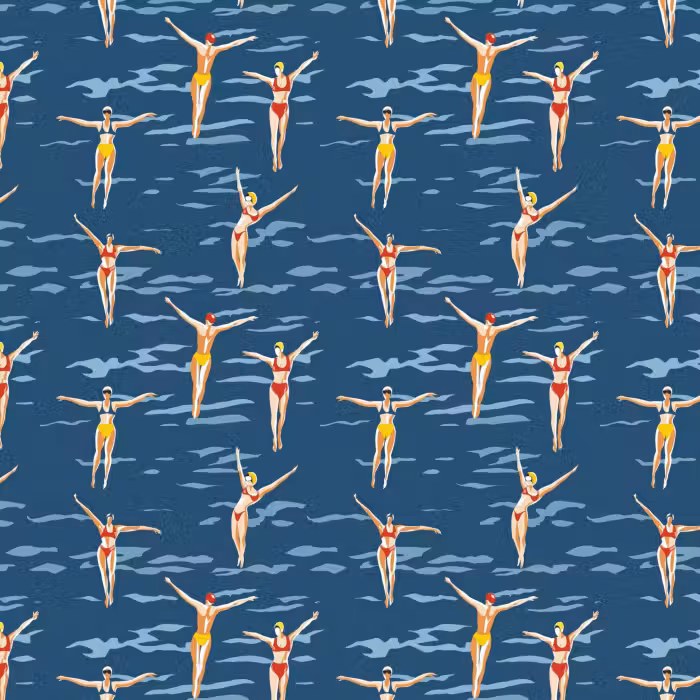 Tapete - Schwimmer Retro - Blau