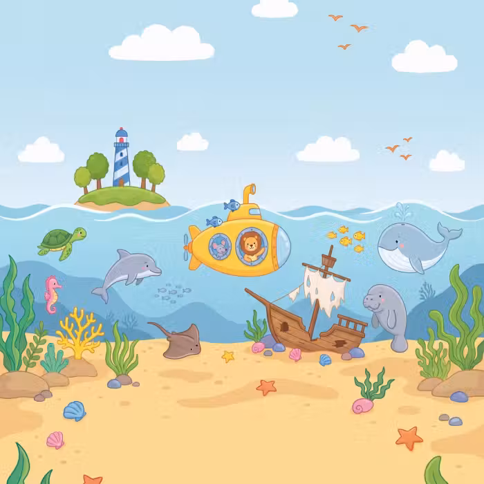 Tapete - Tiere – Meer – Illustration