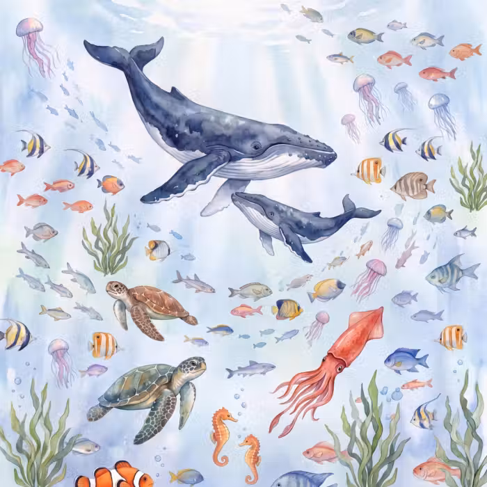 Tapete - Tiere – Ozean – Illustration