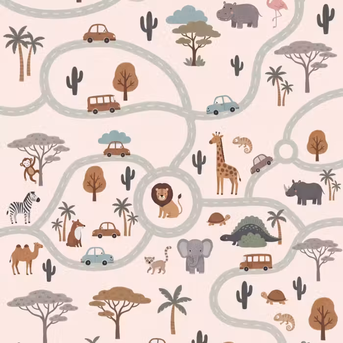 Tapete - Tiere – Straßen – Illustration
