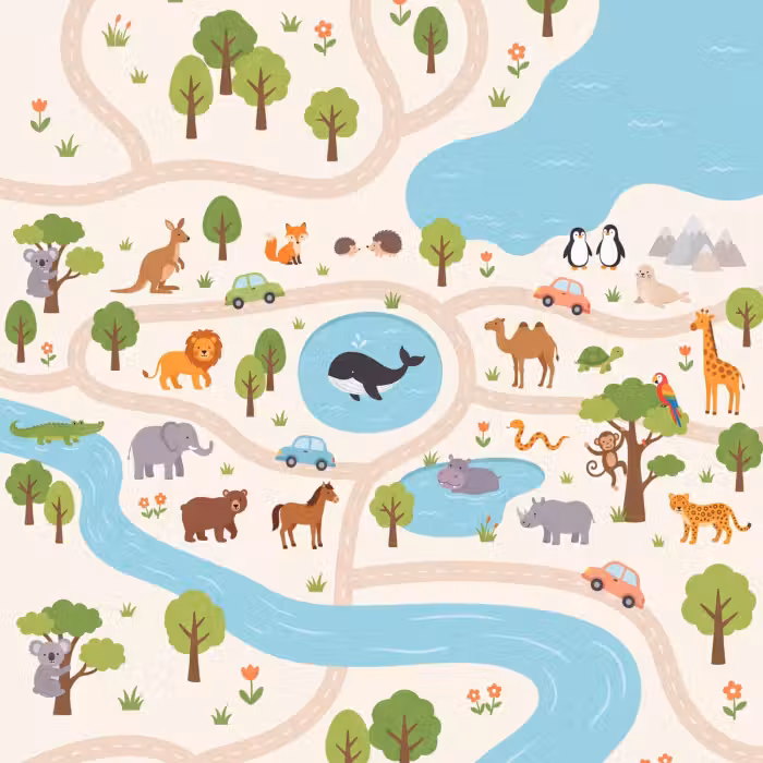 Tapete - Tiere – Welt – Illustration