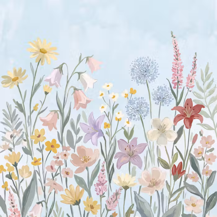 Tapete - Wiesenblumen - Illustration - Farbenfroh