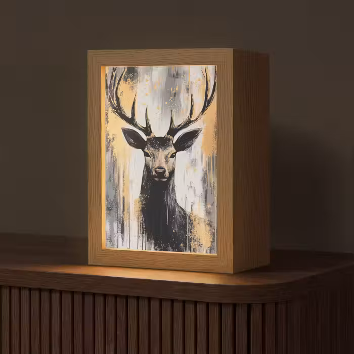 Tischlampe - Abstrakt - Hirsch - Geweih - Gold