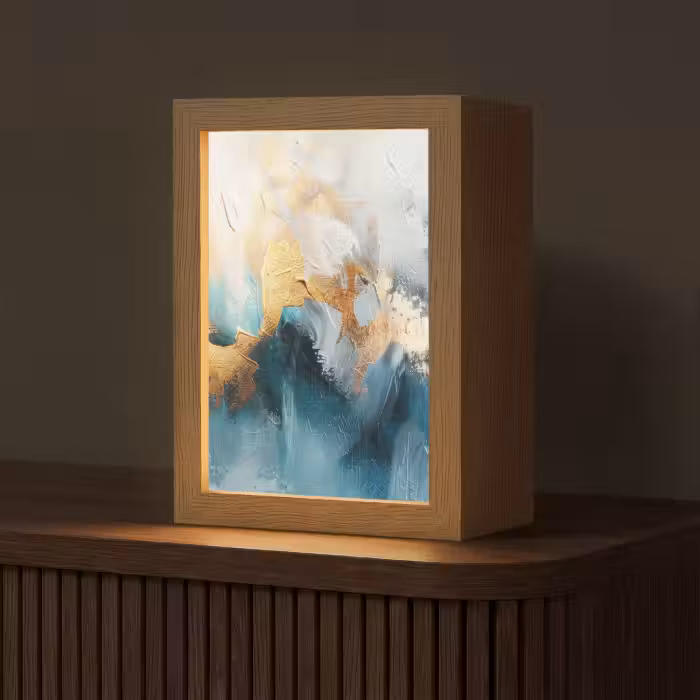 Tischlampe - Abstrakt - Kunst - Gold - Blau