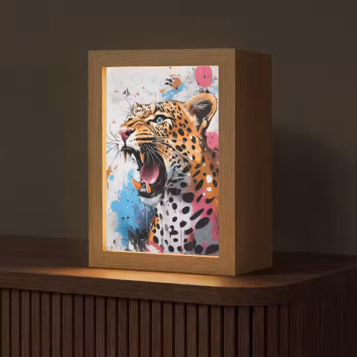 Tischlampe - Abstrakt - Leopard - Farbenfroh