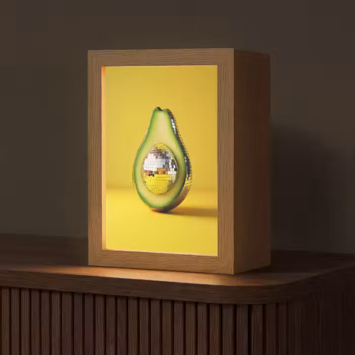 Tischlampe - Avocado - Discokugel - Gelb - Glitzer