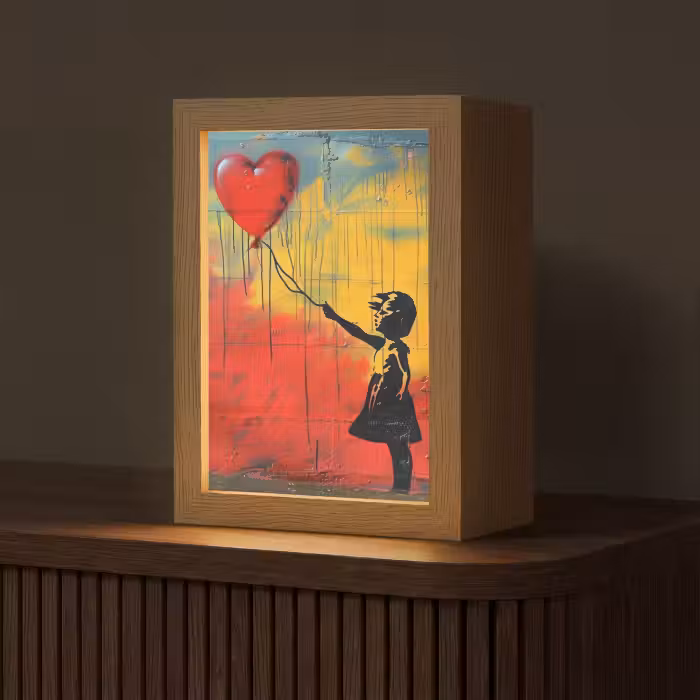 Tischlampe - Banksy Style - Farbenfroh - Graffiti - Mädchen - Straßenkunst