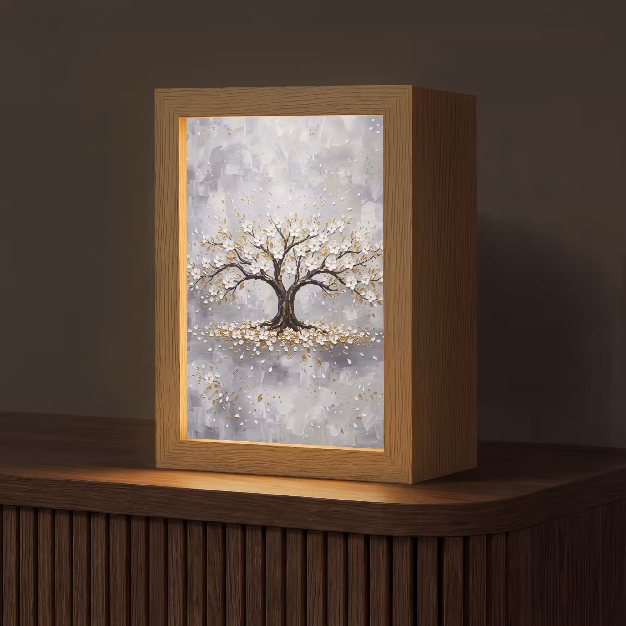 Tischlampe - Baum - Blumen - Natur - Abstrakt - Weiß