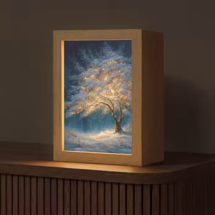Tischlampe - Baum des Lebens - Nacht - Dunkelheit - Blau