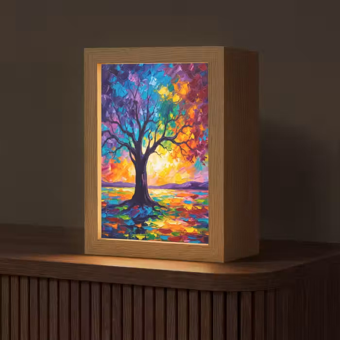 Tischlampe - Baum - Landschaft - Natur - Abstrakt - Farbenfroh