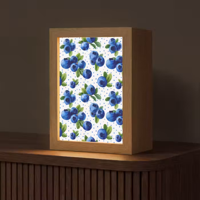 Tischlampe - Beeren - Muster - Blau