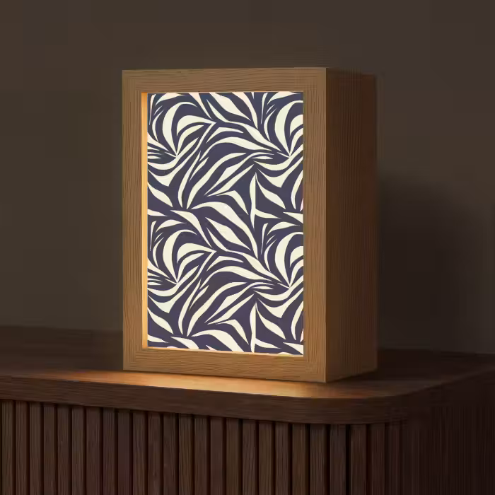 Tischlampe - Blattformen - Blau - Muster - Weiß