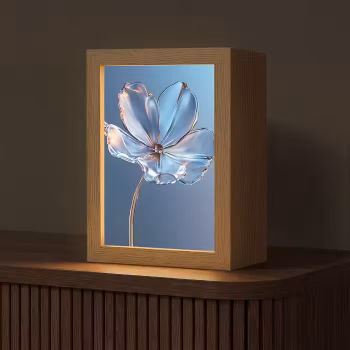 Tischlampe - Blau - Blume - Gläser - Verziert