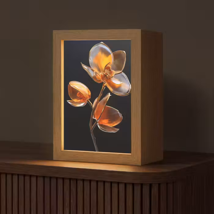 Tischlampe - Blume - Orchidee - Orange