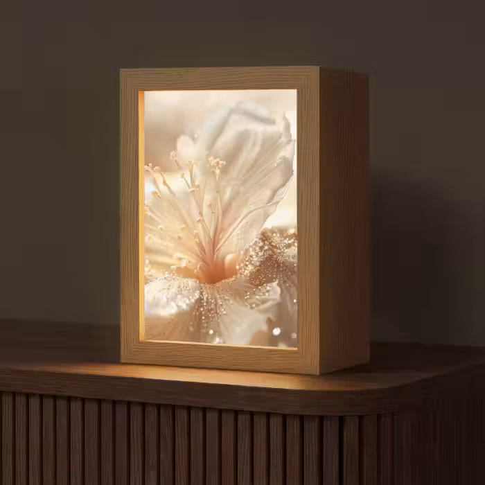 Tischlampe - Blume - Weiß - Glitter - Gold - Modern