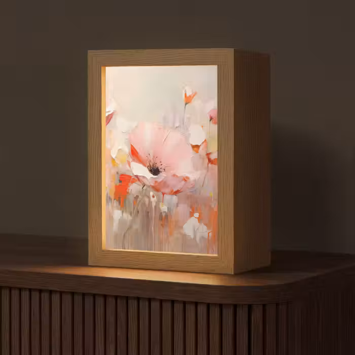 Tischlampe - Blumen - Aquarell - Rosa - Abstrakt - Kunst