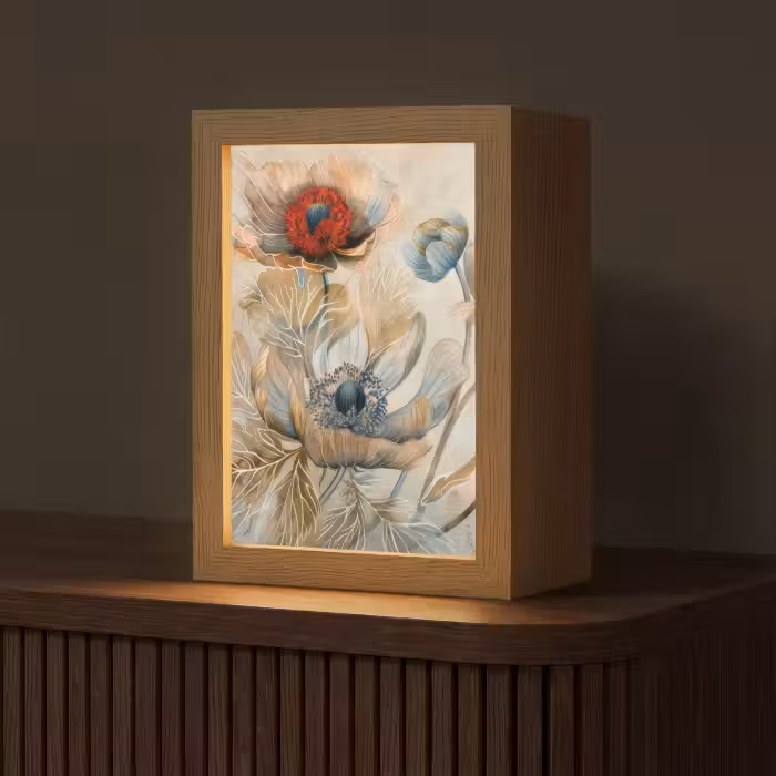 Tischlampe - Blumen - Beige - Modern - Illustration
