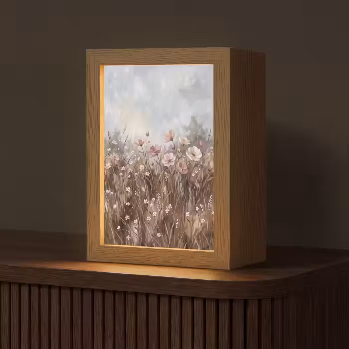 Tischlampe - Blumen - Botanisch - Malerei - Pastell - Rustikal