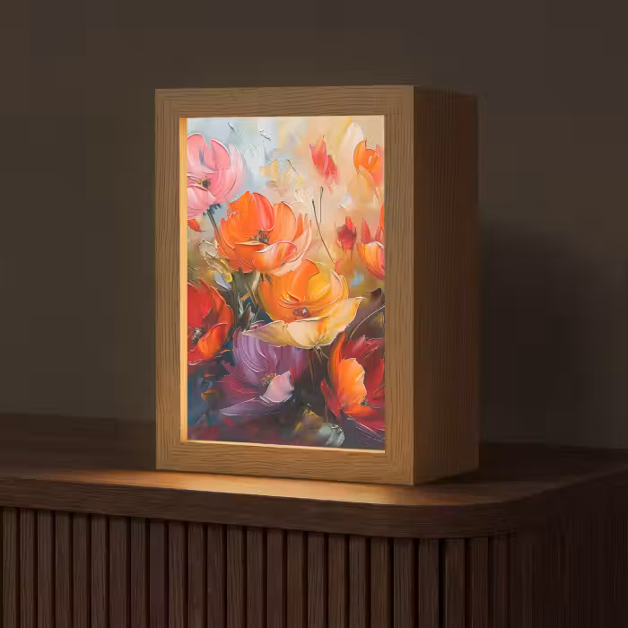 Tischlampe - Blumen - Bunt - Malerei - Abstrakt - Kunst