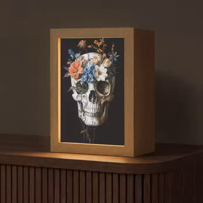 Tischlampe - Blumen - Totenkopf - Farbenfroh