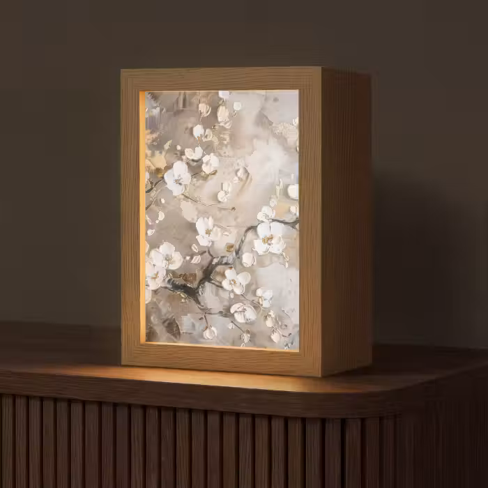 Tischlampe - Blumen - Weiß - Gold - Beige - Luxus