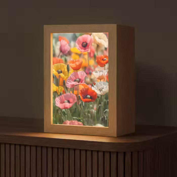 Tischlampe - Blumenfeld - Mohnblumen - Farbenfroh