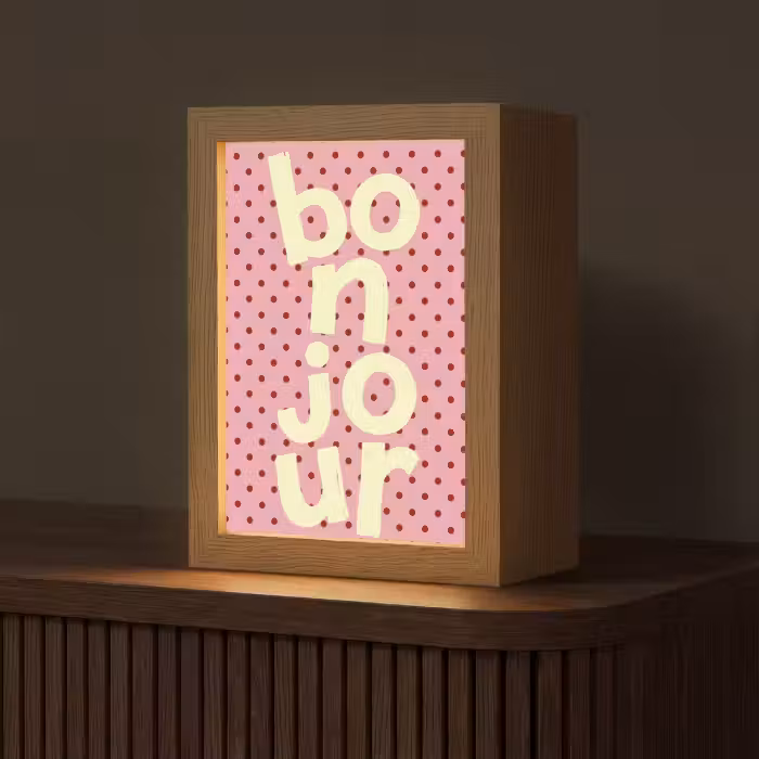 Tischlampe - Bonjour - Tupfen - Rosa- Gelb