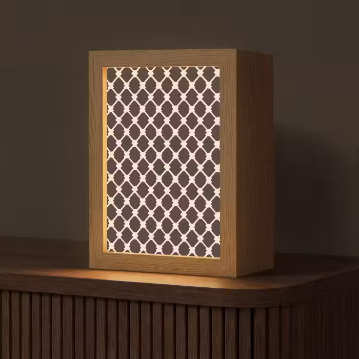 Tischlampe - Braun - Schachbrettmuster - Geometrisch