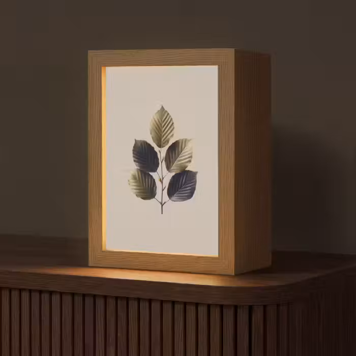 Tischlampe - Buchenblätter - Braun - Grün - Neutral