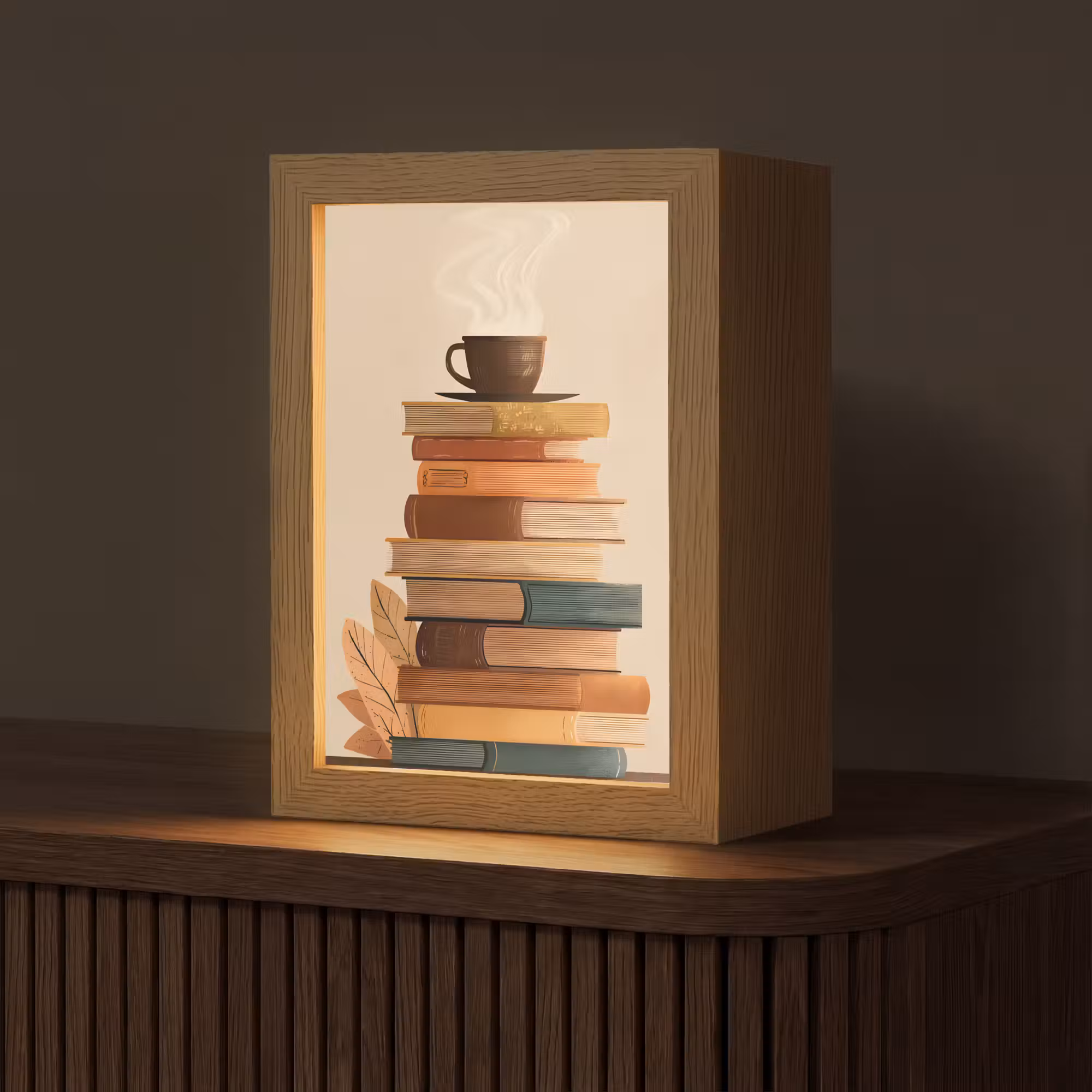 Tischlampe - Bücher - Turm - Kaffee - Beige