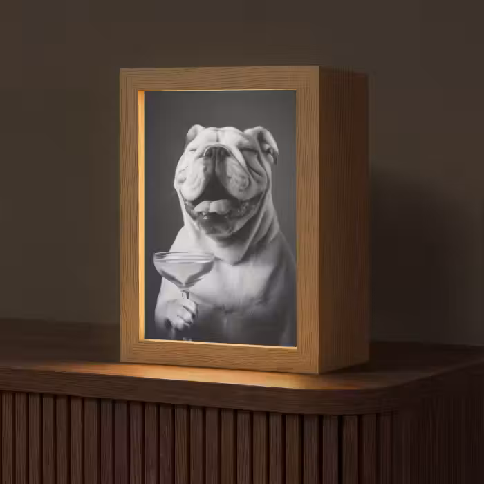 Tischlampe - Bulldogge - Hund - Glas