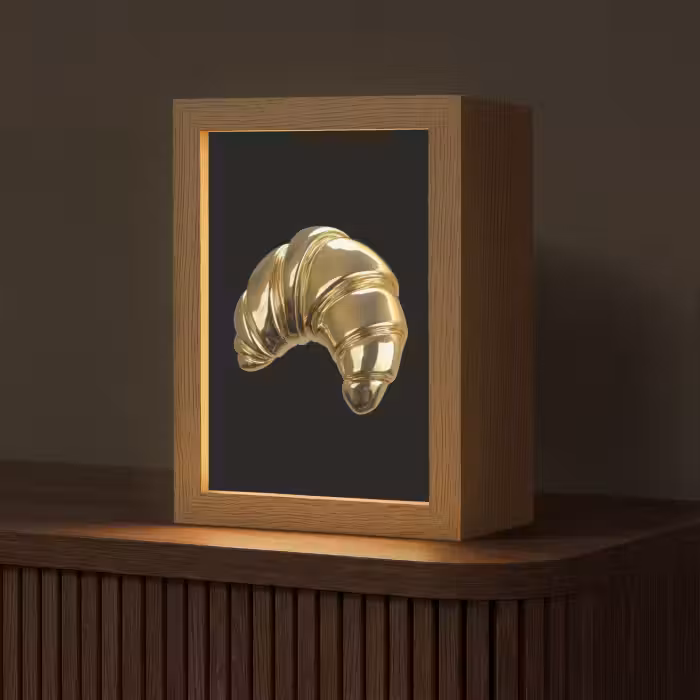 Tischlampe - Croissant - Brot - Gold - Schwarz