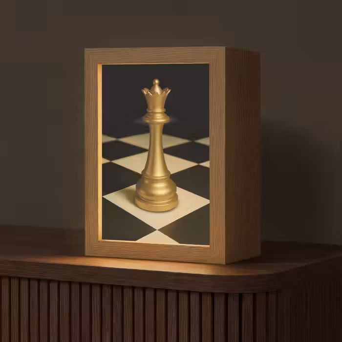 Tischlampe - Dame - Schachfigur - Blockiert - Gold